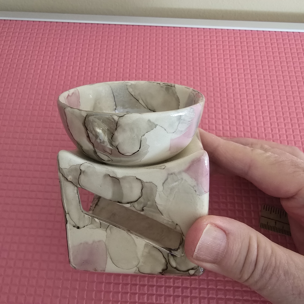 Abstract Marble Art Bowl Incense Or Potpourri Burner Pink And Gray